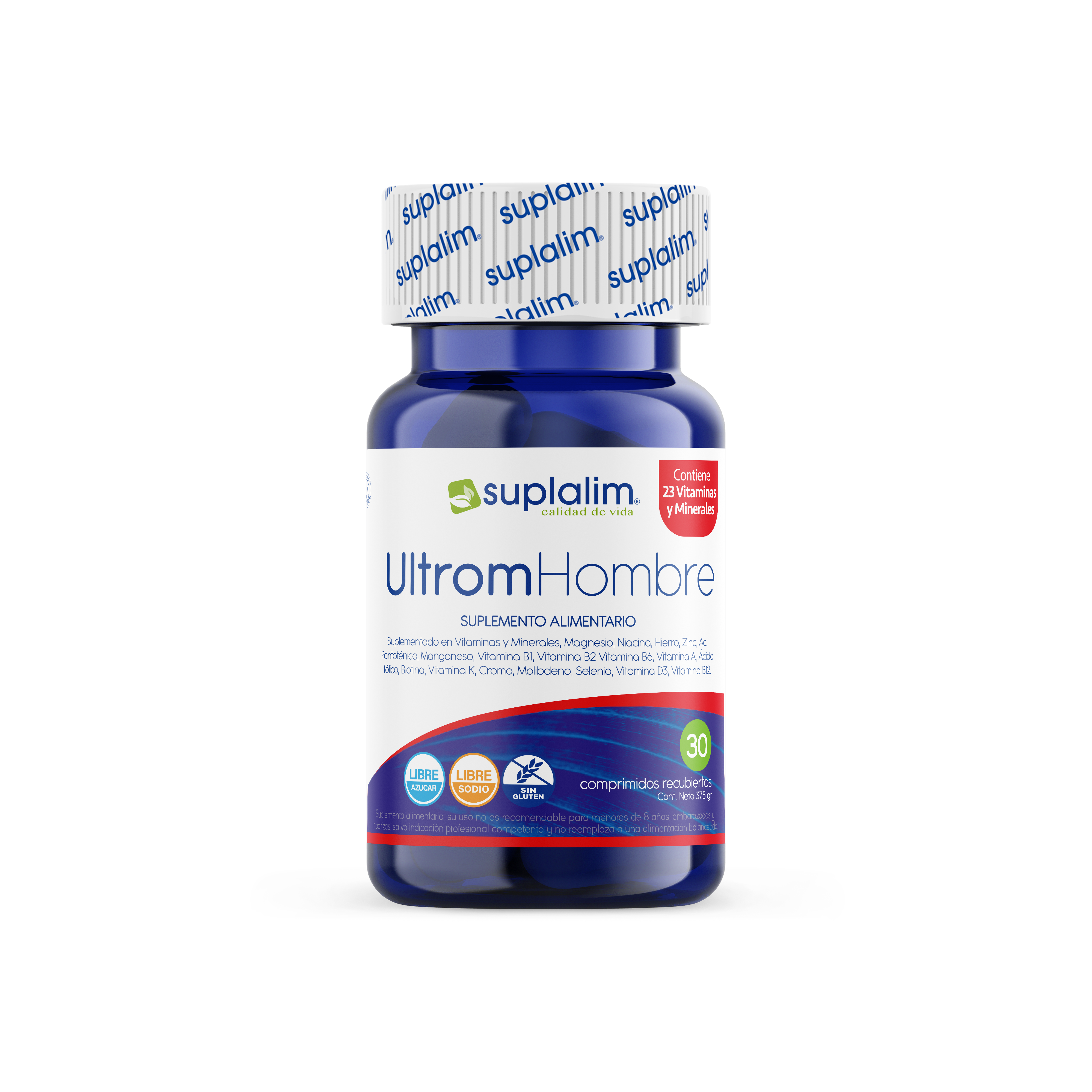 Ultrom Hombre es un multivitamínico para hombres con 23 vitaminas y minerales que fortalece el sistema inmune, energía y salud integral.